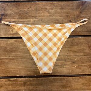 Toast Swim Bikini Bottoms White Tan Gingham Plaid XL NWOT Cheeky